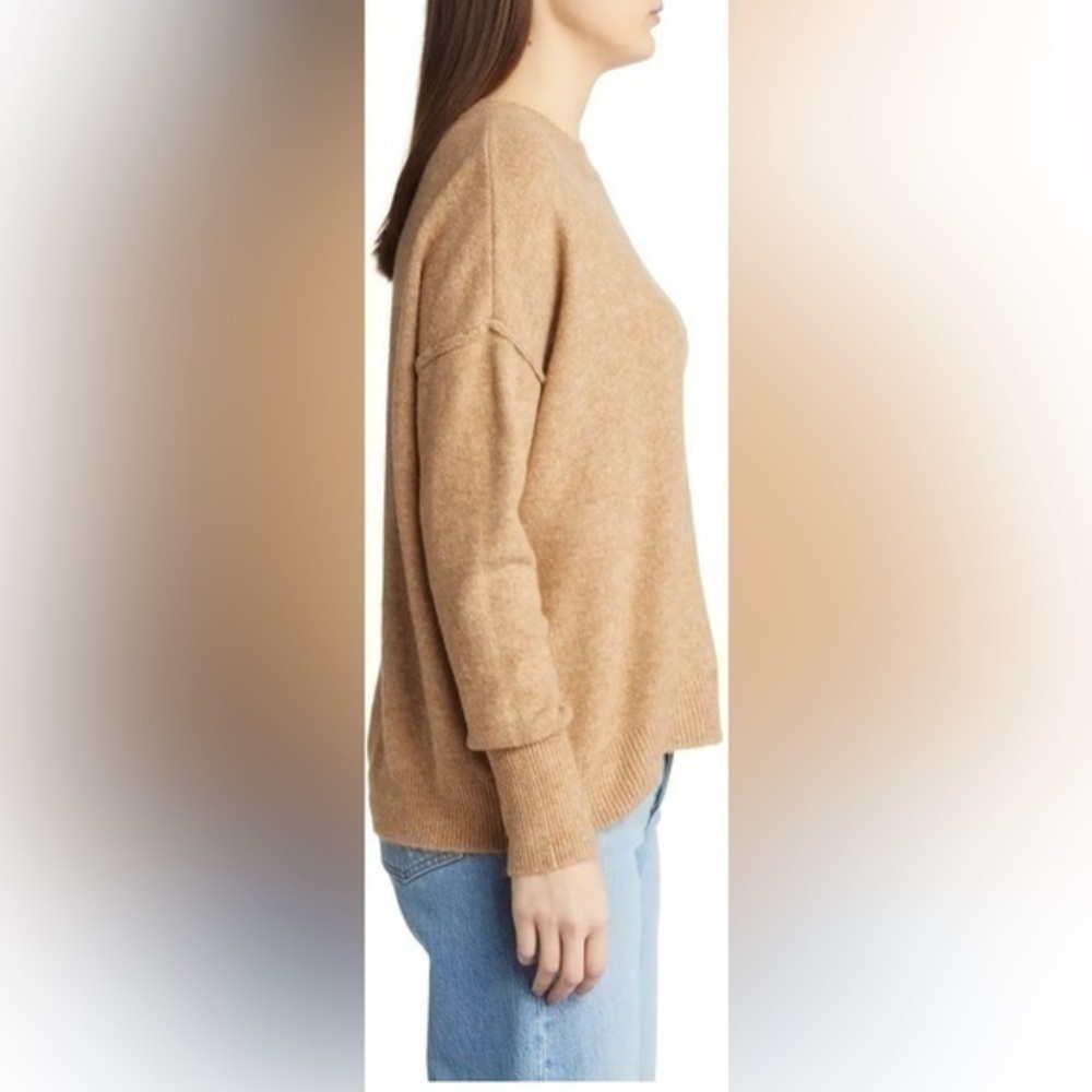Vince Camuto drop sleeve sweater camel XS oversized boyfriend - Picture 3 of 12